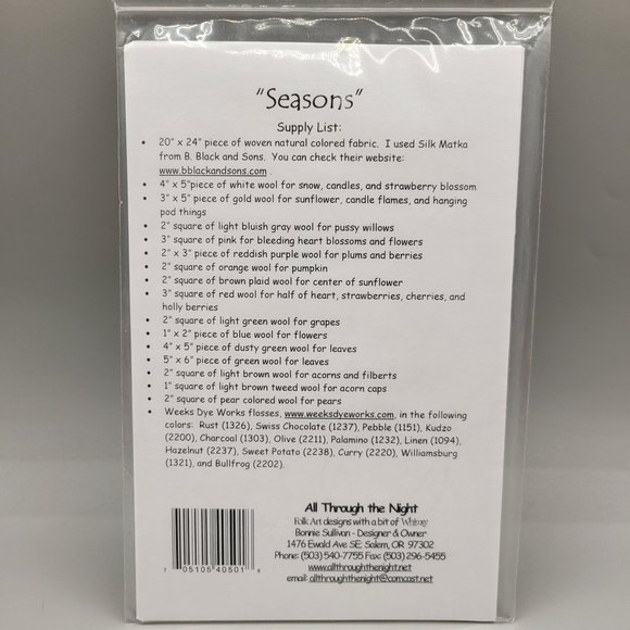 Seasons All Through The Night Folk Art Wall Hanging Pattern for Framing - Picture 3 of 3